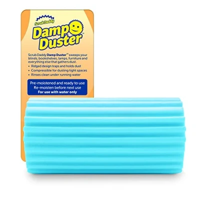 Image of Scrub Daddy Damp Duster, Magical Dust Cleaning Sponge, Dusters for Cleaning, Venetian &amp; Wooden Blinds Cleaner, Vents, Radiator, Skirting Boards, Mirrors, Brush Tools, Home Gadgets, Light Blue