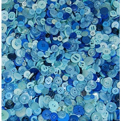 Image of celloexpress Pack of 25g SHADES BLUE Buttons Mixed Sizes and Colours Various for Sewing Crafting