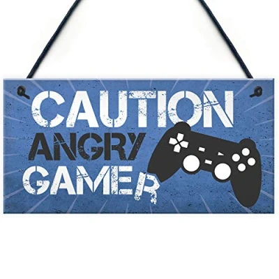 Image of RED OCEAN Blue Gaming Sign Hanging Door Plaque Gamer Gift Boys Bedroom Decor Son Dad