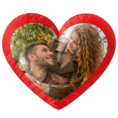 Image of Ferocity Personalised Heart Shaped pillow Cushion Gift with your Photo (35 x 40 cm) Print Image for any Occasion (with filling) red [091]