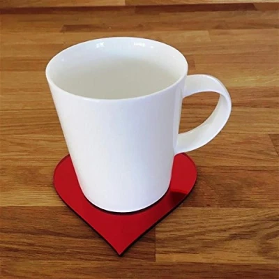 Image of Super Cool Creations Coasters Heart Shaped Red Mirror 6 Set