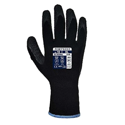 Image of Portwest Thermal Grip Glove Latex, Size: XXL, Colour: Black, A140K8RXXL