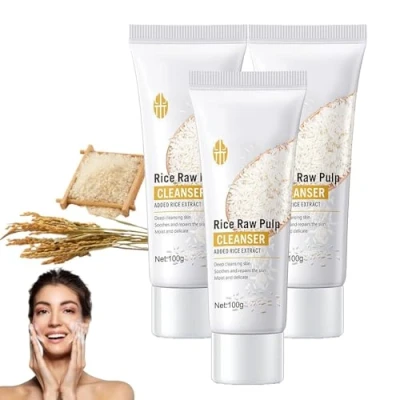 Image of Rice Cleansing Scrub Gel,Rice Cleaning Facial Scrub,Rice Exfoliating Face Wash,Hydrating Cleanser with Raw Pulp Essence Skin Care