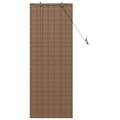Image of Window Blinds &amp; Shades with Curtains Manual Brown 60 x 160 cm Bamboo Vidaxl