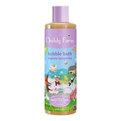 Image of Childs Farm Bubble Bath Organic Tangerine, Moisturising and Gentle, Suitable for Normal, Sensitive Eczema Prone Skin, Vegan, White, 500 ml