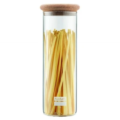Image of BODUM 85251092 Storage Jar with Cork Lid, Glass, Transparent, 1.9 Liter, White