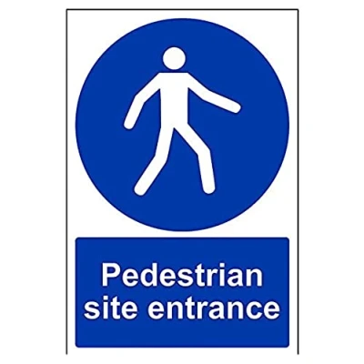 Image of VSafety Pedestrians Site Entrance Sign Portrait 200mm x 300mm 1mm Rigid Plastic