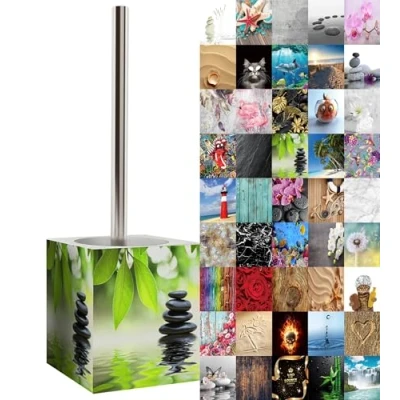 Image of Sanilo Toilet Brush and Holder, Wide choice of beautiful Stainless Steel Handle, With Exchangeable Head, Easy to clean (Harmony)