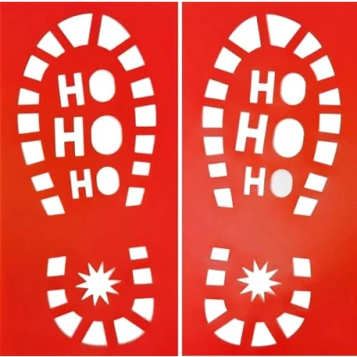 Image of Santa Claus Footprint Stencils Father Christmas Boots Stencil Feet