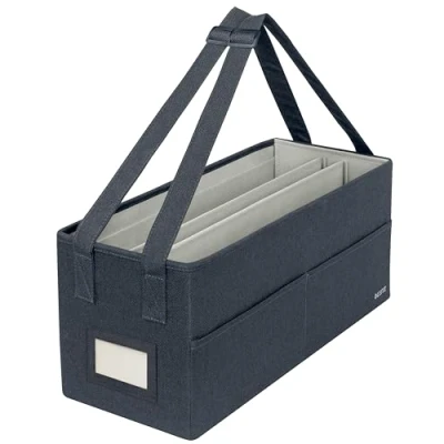 Image of Leitz Fabric Hot Desking Work Bag &amp; Storage Bag, Foldable Laptop Desk Tidy Organiser for Stationery Accessories, w. Carry Handles, Velvet Grey, 64440089