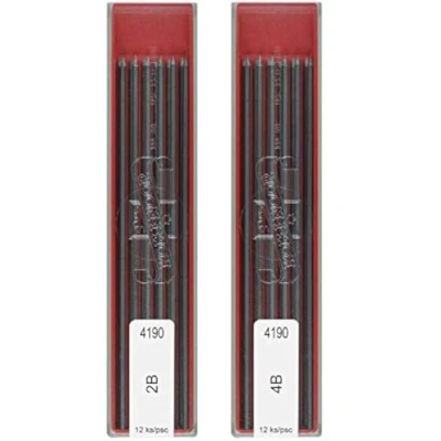 Image of Koh I Noor 2B &amp; 4B Leads Refill, 2mm Mechanical Pencil Graphite Lead for Technical Drawing Drafting 24