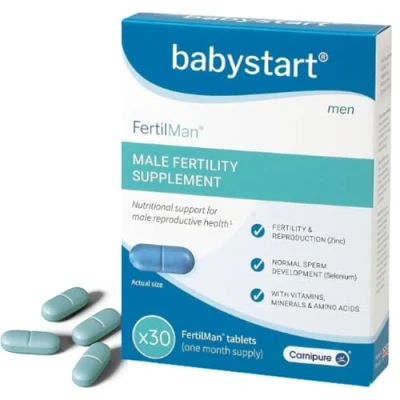Image of Babystart Fertility Supplements for Men FertilMan 30 Tablets, 1 Month Supply, Male Vitamins with Zinc, Folic Acid and Vitamin D Conception, Immune Support Mens Health Supplement