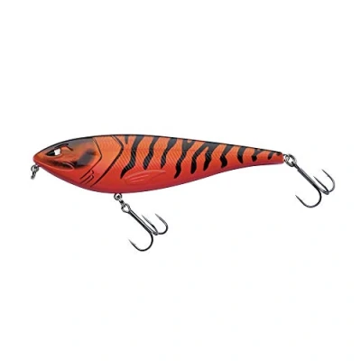 Image of Berkley Zilla Glider, Fishing Hook, Hard Lures, Slow Sinking Glide Bait, Fusion 19 Treble Hooks, Erratic Action, extreme Loud Rattle, Lead Free PredatorFishing, Pike, Unisex, Red Tiger, 67g 160mm