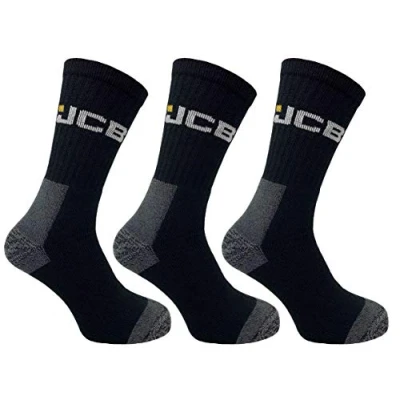 Image of JCB Socks Workwear Apparel Men&#039;s Work with Added Elastane 3 Pack Multipack Black UK 6 11, EUR 39 46 (3 Pair Pack)
