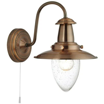 Image of Fisherman 1 Light Wall Copper with Seeded Glass Shade, E27