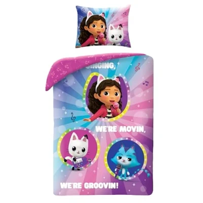 Image of Gabby&#039;s Dollhouse Singing and Dancing Bed Set Duvet Cover 140 x 200 cm with Pillowcase 70 90 Microfibre