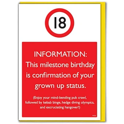 Image of Brainbox Candy Funny Birthday Cards Silly Humorous Happy &#039;18th Card&#039; Perfect for Friends Mates Him Her Boyfriend Girlfriend Son Daughter