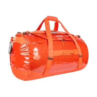 Image of Tatonka Barrel 110L Waterproof Travel Bag with Backpack Function, Large Opening, Padded Base and Lockable Zip, Red Orange, 110 Liter, Durable stowable Shoulder Straps