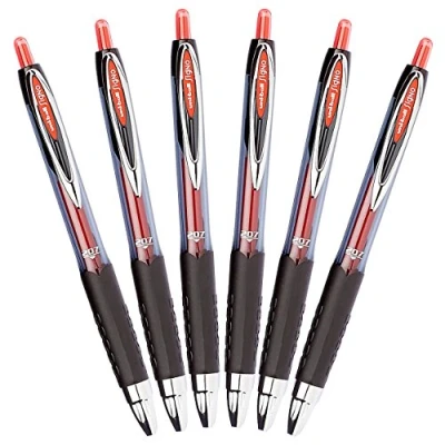 Image of Uni ball Signo 207 Retractable Gel Ink Rollerball Pens, Medium Point 0.7mm, Pack of 6 (Red)
