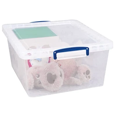 Image of Really Useful Nestable Plastic Storage Box 17.5 Litre Clear (Pack of 3)
