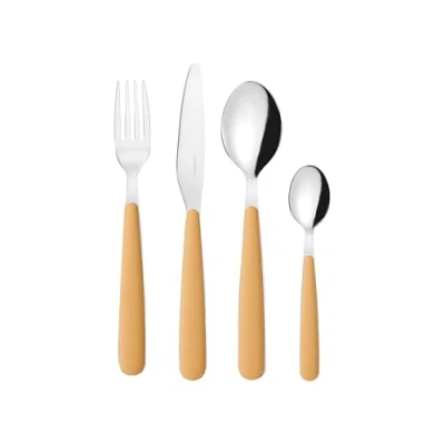Image of Guzzini 127500206 Cutlery Set, Stainless Steel, Mustard Yellow