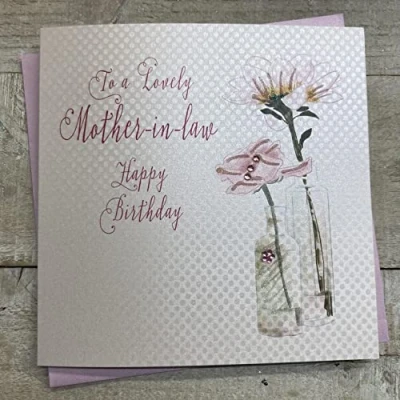 Image of White Cotton Cards BD44 Happy Birthday To A Lovely Mother in Law Handmade Card NEW,16cm x 16 cm