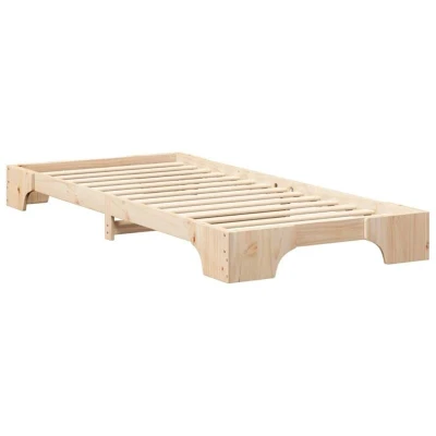 Image of vidaXL Floor Bed Frame with Storage Brown 90 x 210 cm Solid pine wood