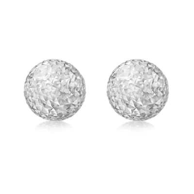 Image of Carissima Gold Women&#039;s 9 ct White 10 mm Diamond Cut Ball Stud Earrings