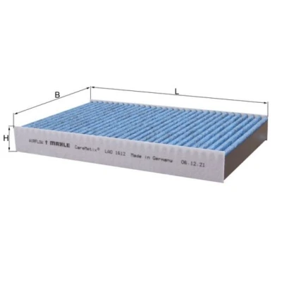 Image of 103512500A Pollen filter MAHLE ORIGINAL LAO 1612 Activated Carbon Filter, with anti allergic effect, antibacterial action 246mm 156mm 30mm