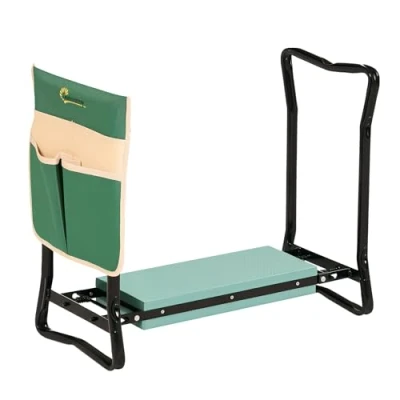 Image of Outsunny Foldable Steel Frame Garden Kneeler Seat w/Foam Bag Tool Pouch Outdoor Stable Sturdy Assistance Versatile Use