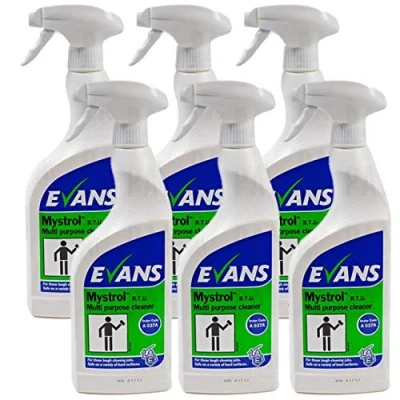 Image of 6 x Evans Vanodine Mystrol Heavy Duty All Purpose Cleaner Concentrated Trigger Spray Bottle 750ML