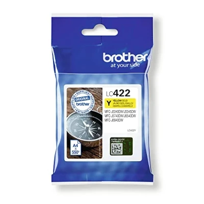 Image of Brother LC 422Y Inkjet Cartridge, Yellow, Single Pack, Standard Yield, Includes 1 x Genuine Supplies
