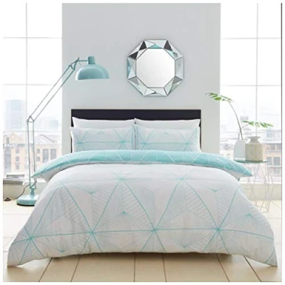 Image of GC GAVENO CAVAILIA Geometric Duvet Covers Single, Super Soft Reversible Printed Bedding Sets, Cosy Bed Set, Aqua