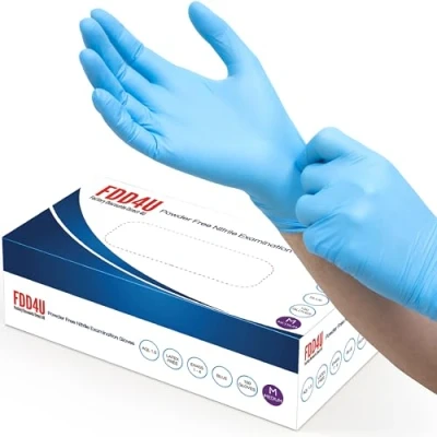 Image of Disposable Nitrile Gloves, Powder Free, Blue, Size M (Pack of 100 Pieces)