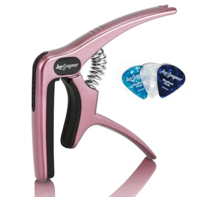 Image of Leo Jaymz Heavy Duty Guitar Capo for Acoustic/Electric Guitars, Clip made of Zinc Alloy Metal, Clamp Bass Classical Guitar, Ukulele, Mandolin,Banjo (Rose Gold)