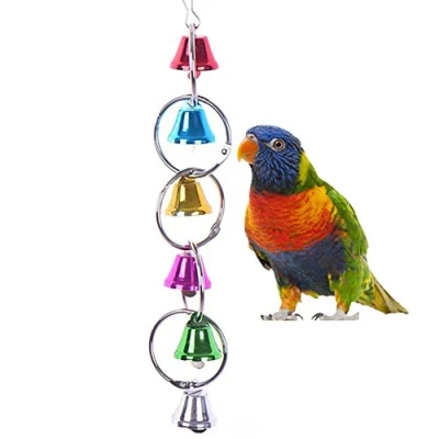 Image of Colourful Ringer Bells Swing Toy for Bird Parrot African Greys Macaw Budgies Parakeet Cockatiels Cockatoo Conure Lovebird Finch Cage Perch