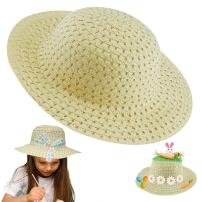 Image of 52cm Circumference Yellow Easter Bonnet Hat for Kids Ideal to Decorate School Parade, Happy Fancy Costume Supplies, Summer Sun 5 10 Years