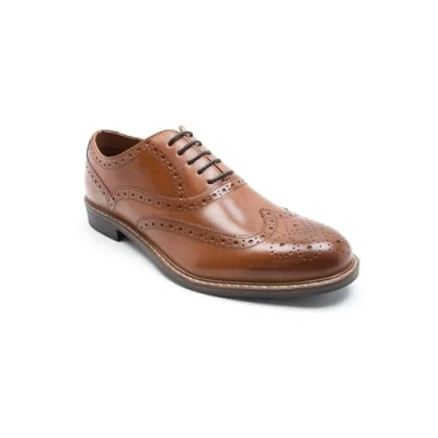 Image of Thomas Crick Men&#039;s &#039;Cardew&#039; Brogue Formal Leather Shoes, Comfortable, Durable, Stylish, Classic Premium Shoes with Classy Embroidered Upper (Black, Tan)