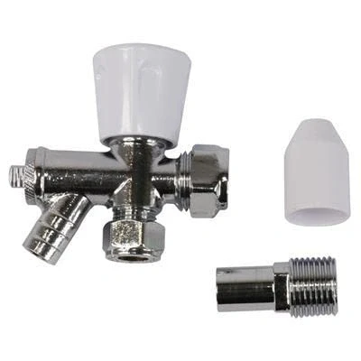 Image of 10mm Angle Radiator Valve with Drain Genbra (Known as microbore valves / rad lockshield Angled Also Available in 8mm)