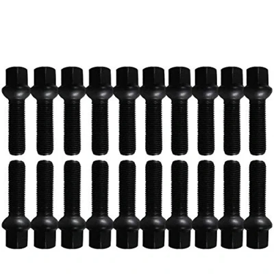 Image of TRACER 20 Black Wheel Bolts Bolt Ball Waistband M14x1,5 35mm R14 compatible with VW, Porsche