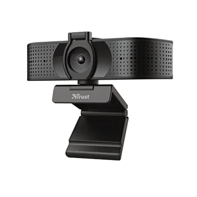 Image of Trust Teza 4K Ultra HD Webcam, 3840x2160, 2 Integrated Microphones and Autofocus, 30 FPS, USB Plug &amp; Play, Web Camera for Teams, Zoom, Skype, PC, Laptop, Mac, Macbook Black