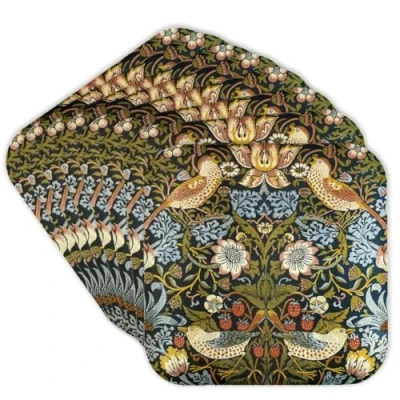Image of 3dRose William Morris Strawberry Thief Pattern Soft Coasters, Set of 8 (cst_219390_2)
