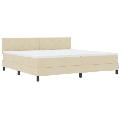 Image of vidaXL Box Spring Bed with Mattress Cream 200x200 cm Fabric