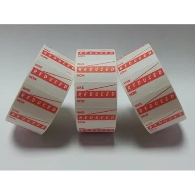 Image of Gato CT7 26mm x 16mm Price Gun Labels Printed &#039;Reduced was/Now&#039; White 30 Rolls / 36,000