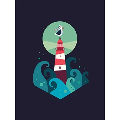 Image of Wee Blue Coo Nautical Lighthouse Large Art Print Poster Wall Decor 18x24 inch