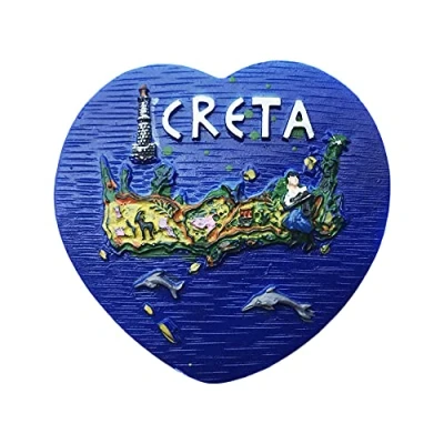 Image of Crete Greece 3D Heart Shaped Fridge Magnet Souvenir Gift,Handmade Home &amp; Kitchen Decoration Refrigerator Collection