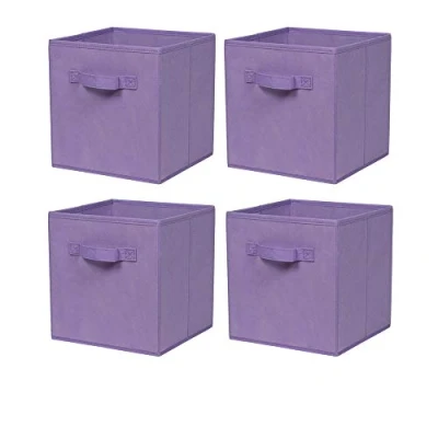 Image of BonChoice Foldable Storage Cubes Boxes Pack of 4 with Handle for Home Organization, Fabric Wardrobe Box Organizer Basket Bins Clothes Bedding Toys Towels,Collapsible &amp; Durable Light Purple