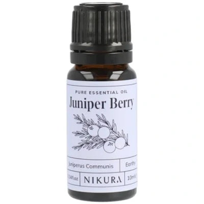 Image of Nikura Juniper Berry Essential Oil 10ml 100% Pure Natural Oils Perfect for Aromatherapy, Diffusers, Humidifier, Bath Great Self Care, Stress Relief, Improving Sleep Vegan &amp; UK Made