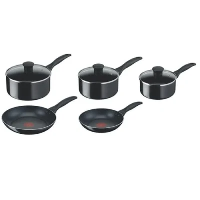 Image of Tefal Bistro B098S544 5 Pcs Non Stick Cookware Pots &amp; Pan Set Black