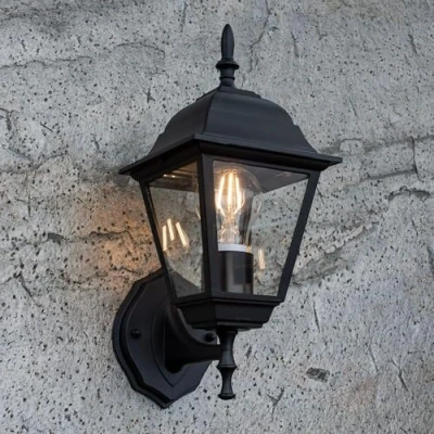 Image of Elipta Patilo Traditional Outdoor Wall Lantern IP44 E27 Aluminium Black